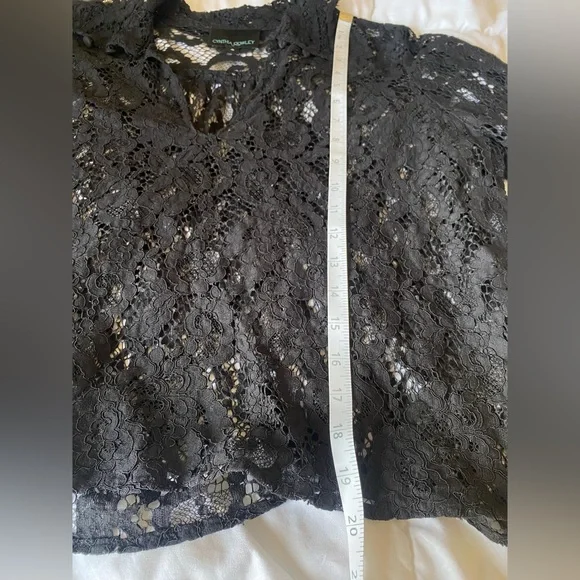 Cynthia Rowley Black Lace Long Sleeve Top Size 4 - Picture 16 of 16
